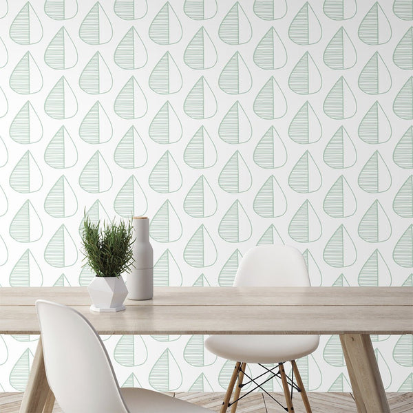 Minimalistic Green Leaves Wallpaper CC063 - CostaCover - Peel and stick Removable Wallpaper - adhesive wallpaper - adhesive wallpaper design - Backsplash panels