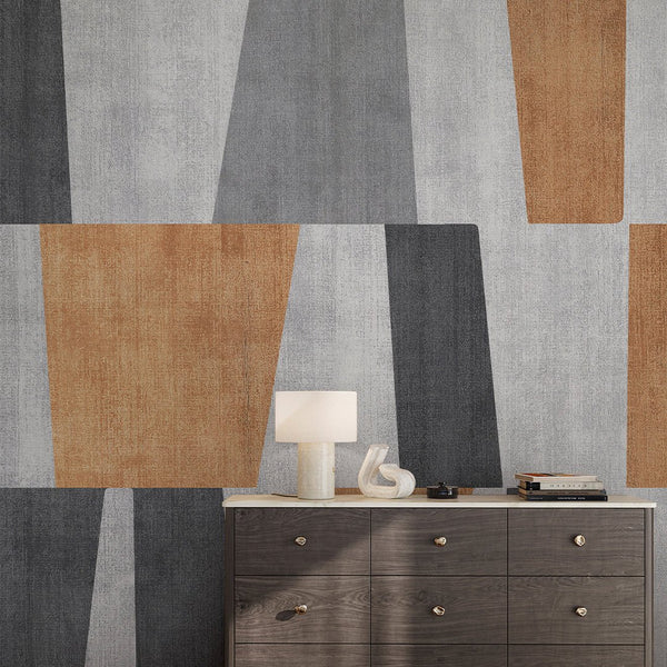 Gray Ochre Geometric Shapes Wall Mural AM125 - CostaCover - Peel and stick Removable Wallpaper - Abstract - abstract mural - abstract paint