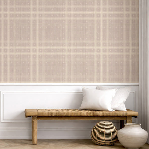 Taupe Beige Floral Wallpaper L152