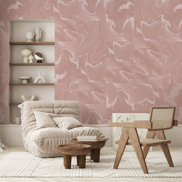 Pink Marble Squares Wall Mural AM032 - CostaCover - Peel and stick Removable Wallpaper - about walls - Abstract - abstract lines