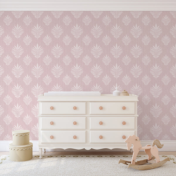 Blush Pink Leaf Wallpaper L031