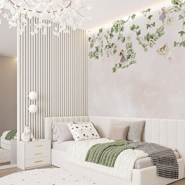 Fairies and Hanging Vines Wall Mural SM055 - CostaCover - Peel and stick Removable Wallpaper - accent wallpaper - adhesive wallpaper - baby bedroom