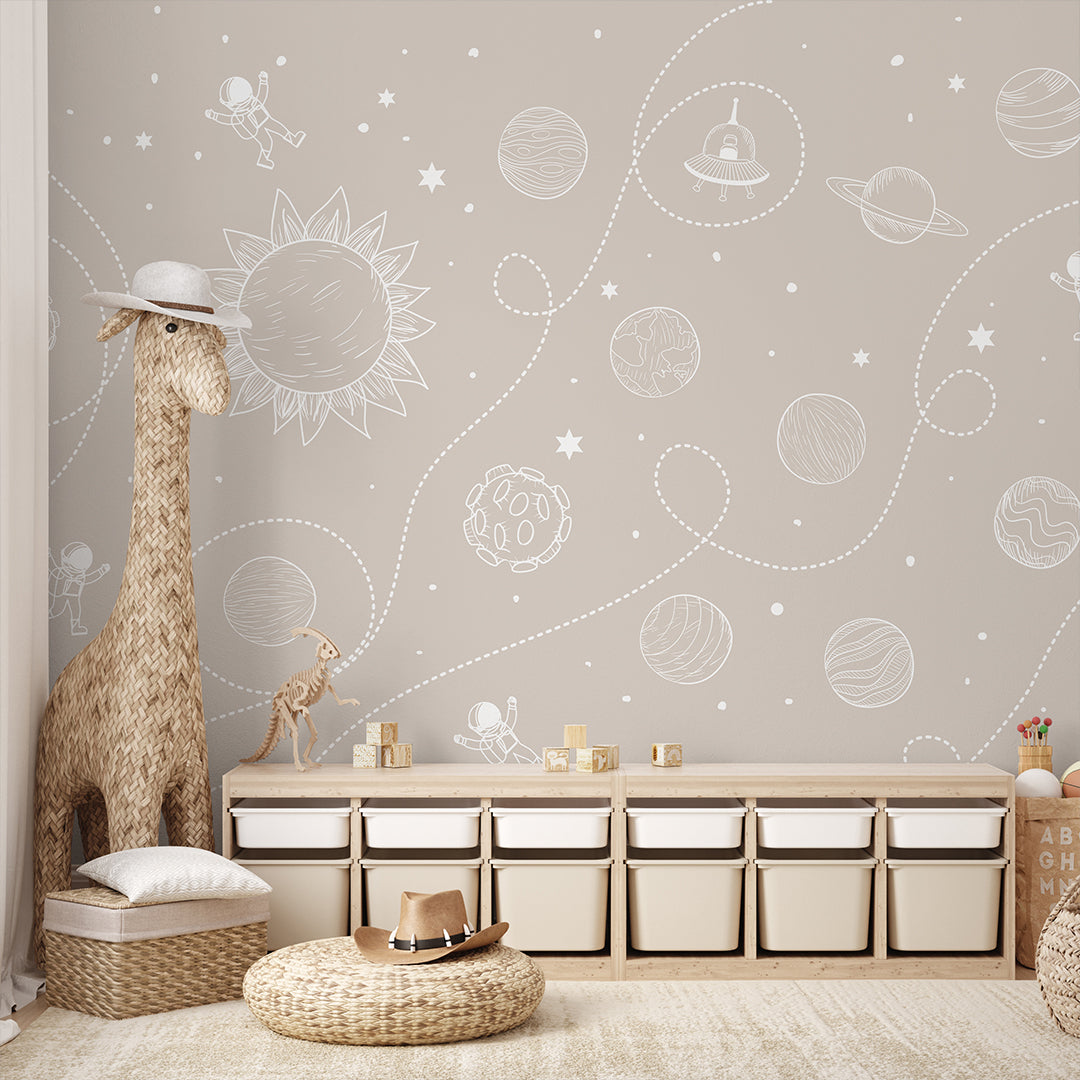 Beige Universe Wall Mural SM100