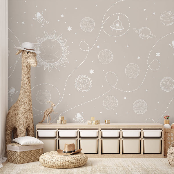 Beige Universe Wall Mural SM100 - CostaCover - Peel and stick Removable Wallpaper - Abstract - abstract wall art - abstract wallpaper