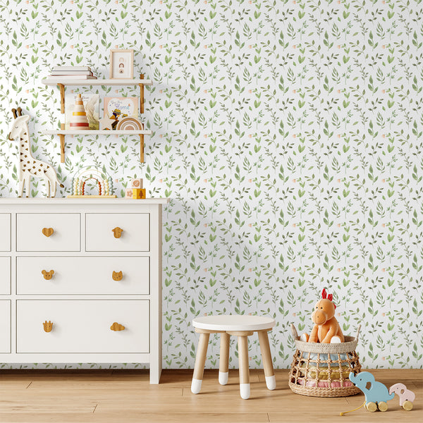 Green Botanical Nursery Wallpaper L136