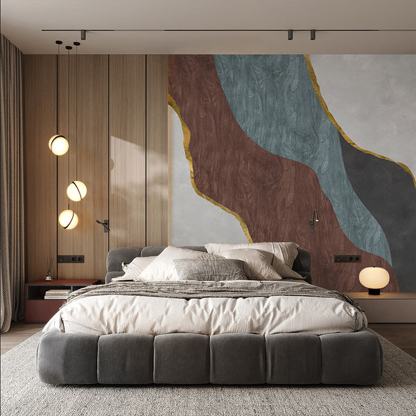 Brown Blue Gray Abstract Wall Mural CCM214