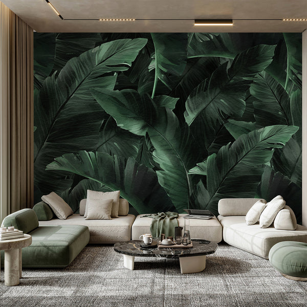 Dark Banana Leaves Wall Mural WM019