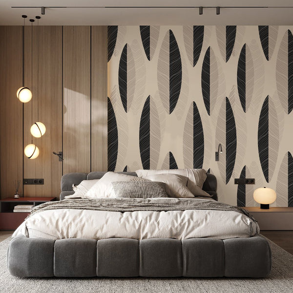 Beige Black Ethnic Wall Mural CCM206 - CostaCover - Peel and stick Removable Wallpaper - Abstract - abstract paint - abstract wall art