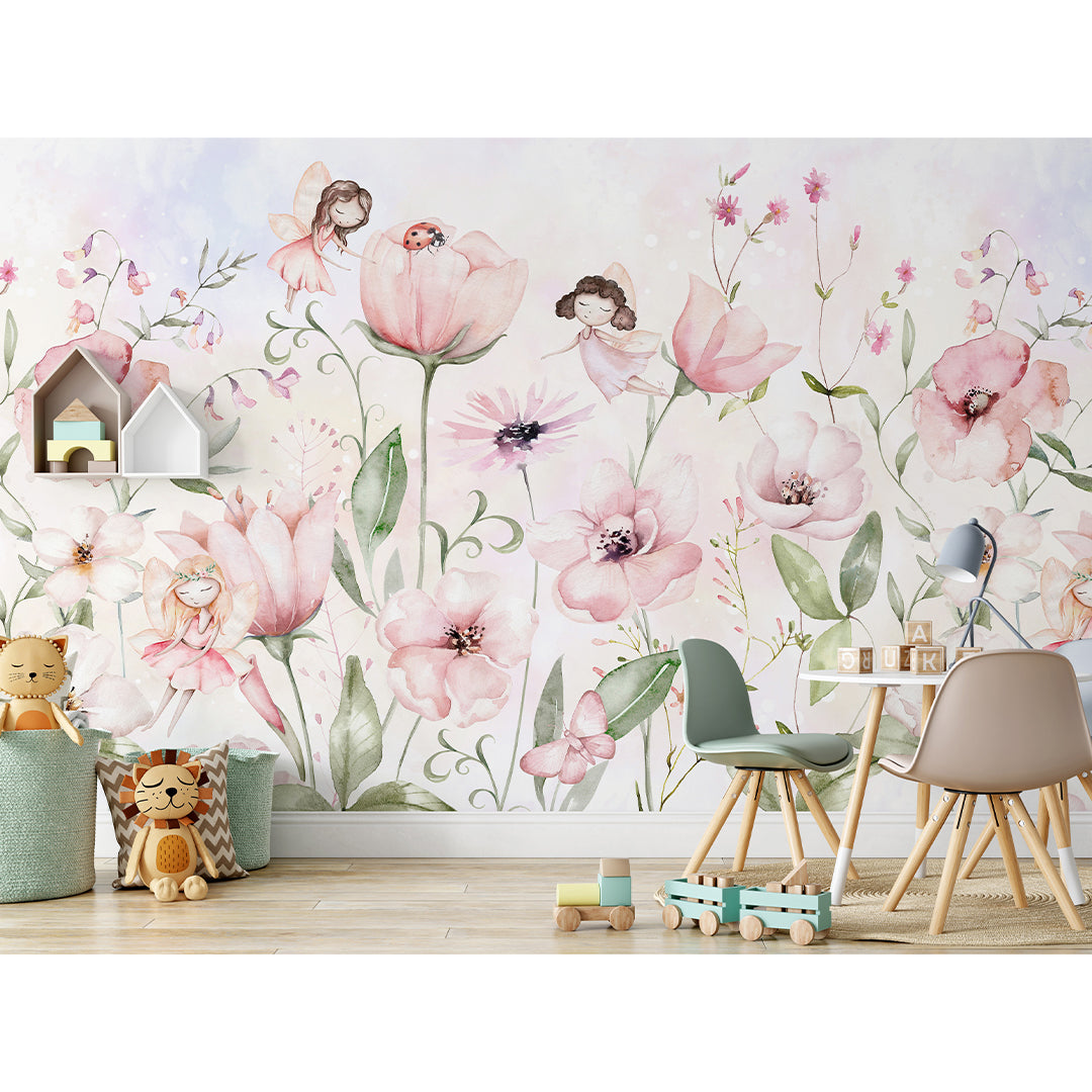 Cute Pink Flower Fairy Wall Mural SM053