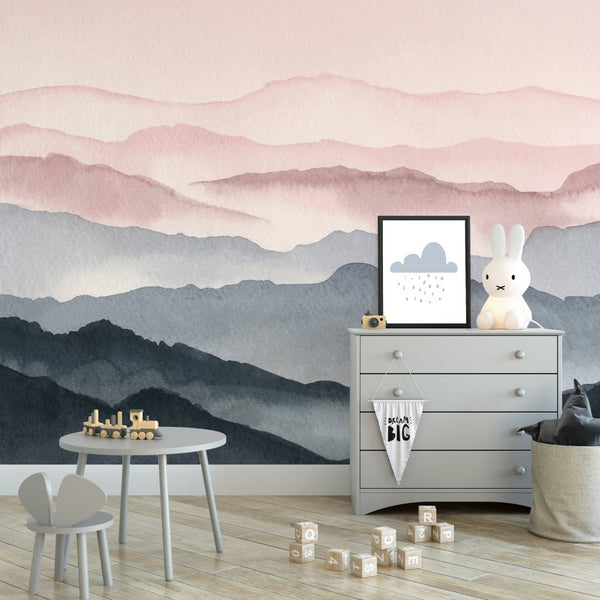 Watercolor Mountains Wall Mural WM037 - CostaCover - Peel and stick Removable Wallpaper - Abstract - abstract lines - abstract wall art