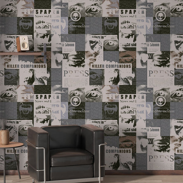Newspaper Photo Effect Pattern Wall Mural CCM173 - CostaCover - Peel and stick Removable Wallpaper - Abstract - abstract wall art - abstract wallpaper
