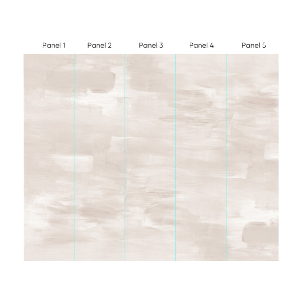 Beige Brush Strokes wall mural with soft, overlapping strokes of warm beige, cream, and pale taupe, creating a hand-brushed, abstract texture. Perfect for a minimalist living room or dining room, the mural's large-scale design adds a calming, sophisticated backdrop. Made in the USA, the removable wallpaper is ideal for decorators seeking a subtle, neutral accent.