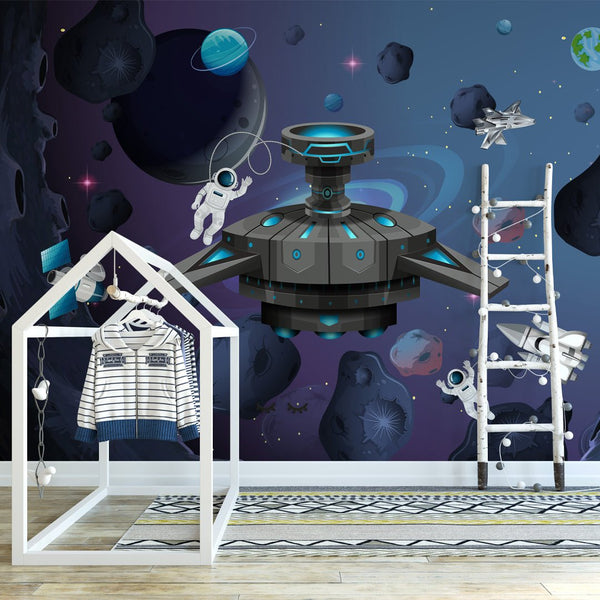 Star Ship & Dark Space Wall Mural WM062 - CostaCover - Peel and stick Removable Wallpaper - abstract wall art - abstract wallpaper - accent wallpaper