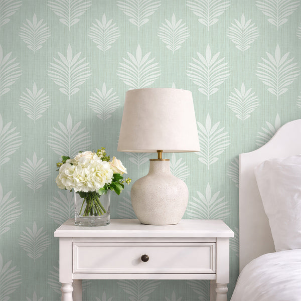 Mint Green Leaf Wallpaper L032