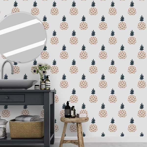 Minimalistic Pineapple Wallpaper CC224 - CostaCover - Peel and stick Removable Wallpaper - adhesive wallpaper - Backsplash panels - bathroom wallpaper