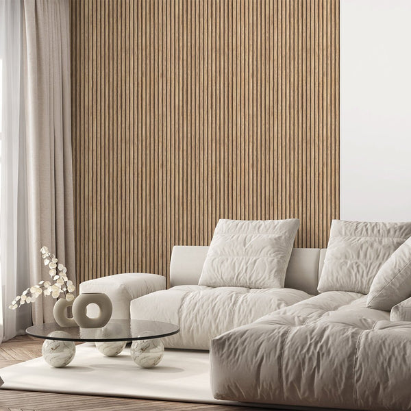 Wooden Light Oak Slat Panels Wallpaper A002 - CostaCover - Peel and stick Removable Wallpaper - abstract wall art - abstract wallpaper - accent wallpaper