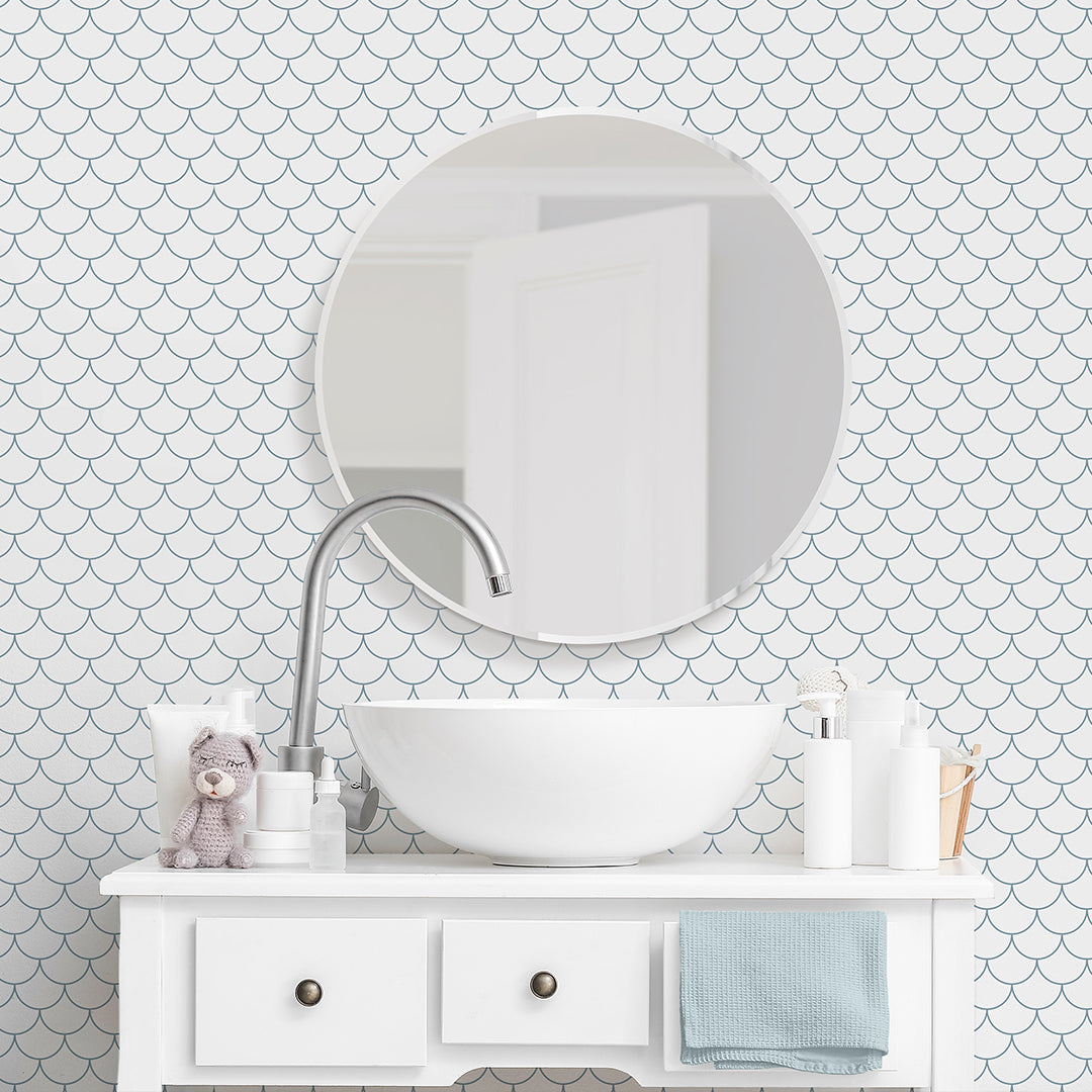 Blue Fish Scales Wallpaper S095