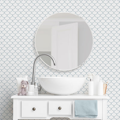 Blue Fish Scales Wallpaper S095
