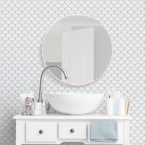 Blue Fish Scales Wallpaper S095 - CostaCover - Peel and stick Removable Wallpaper - Abstract - abstract wall art - abstract wallpaper