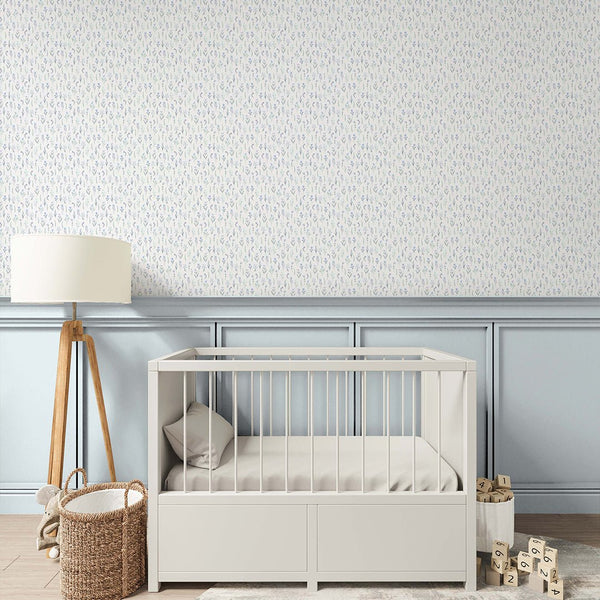 Blue Miniature Flowers Wallpaper S080 - CostaCover - Peel and stick Removable Wallpaper - accent wallpaper - adhesive wallpaper - aqua blue