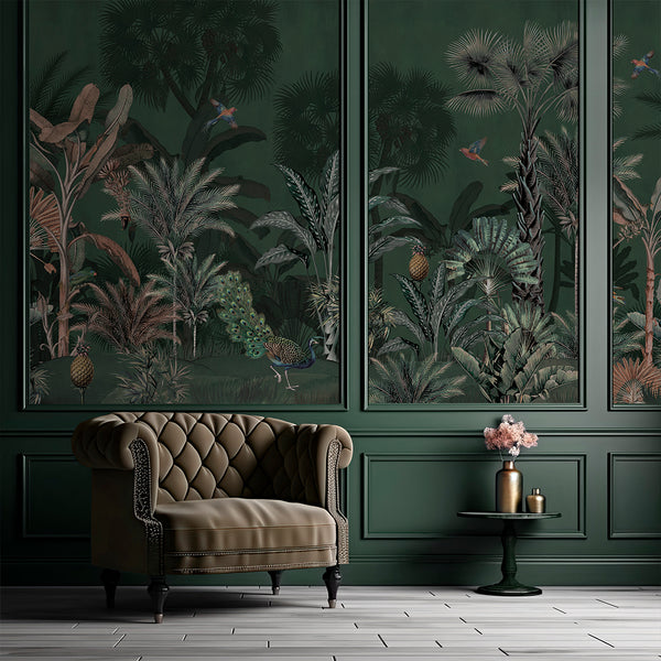 Dark Green Tropical Jungle Wall Mural AM184