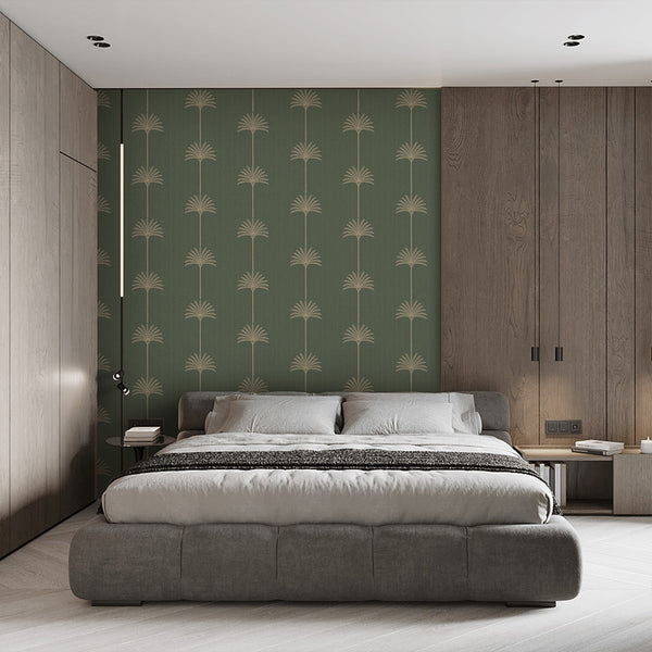 Emerald Green Palm Tree Wallpaper L007