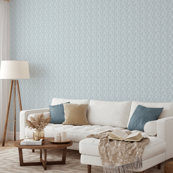 Dusty Blue Wildflowers Wallpaper L078