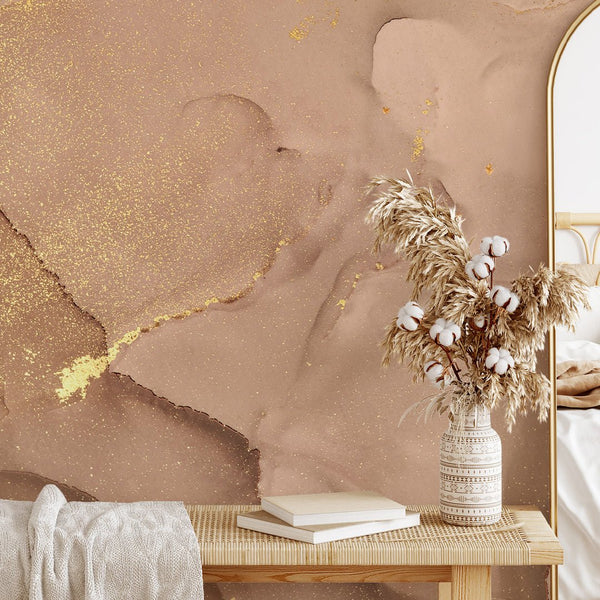 Brown Beige Watercolor Ink Wall Mural CCM130 - CostaCover - Peel and stick Removable Wallpaper - abstract wallpaper - accent wallpaper - adhesive wallpaper