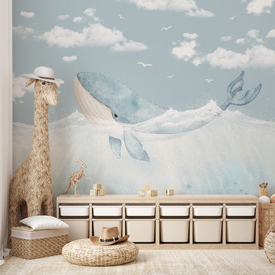 Blue Whale & Sky Wall Mural SM057