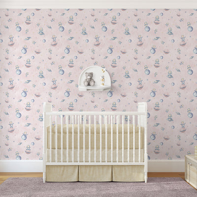 Pastel Pink Astronauts & Planets Wallpaper S132