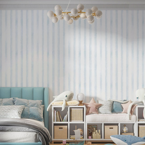 Blue Watercolor Stripes Wallpaper A060 - CostaCover-Peel and stick Removable Wallpaper-Abstract-abstract lines-abstract mural