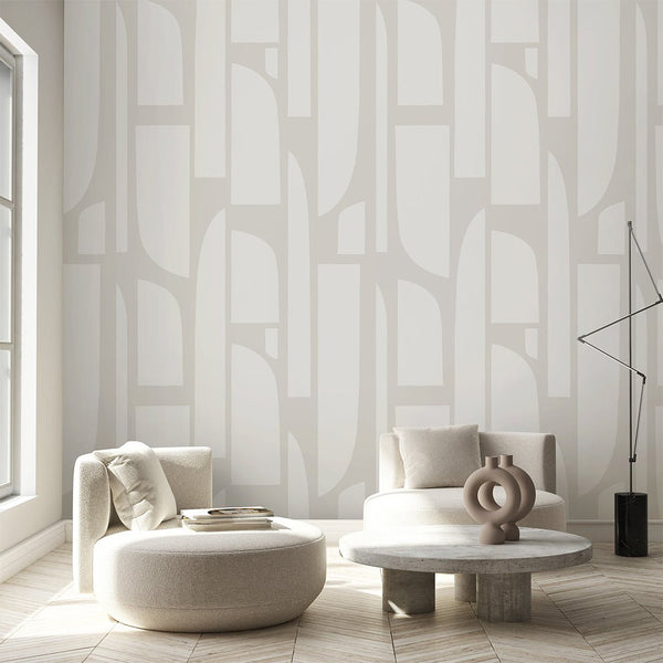 Neutral Geometric Shapes Wall Mural CCM159 - CostaCover - Peel and stick Removable Wallpaper - Abstract - abstract mural - abstract wall art