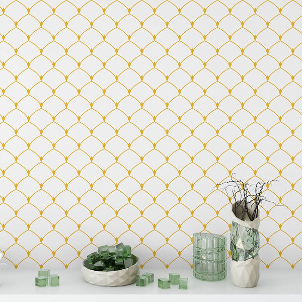 Gold Art Deco Scales Wallpaper CC129 - CostaCover - Peel and stick Removable Wallpaper - adhesive wallpaper - art deco - art deco style