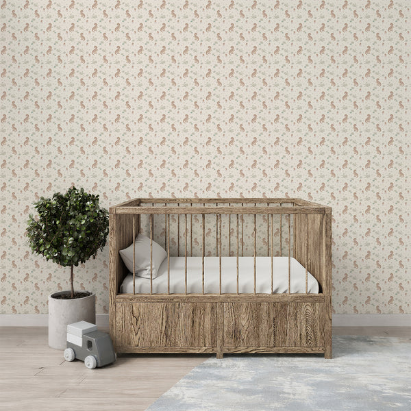 Beige Dinosaur Nursery Wallpaper L153