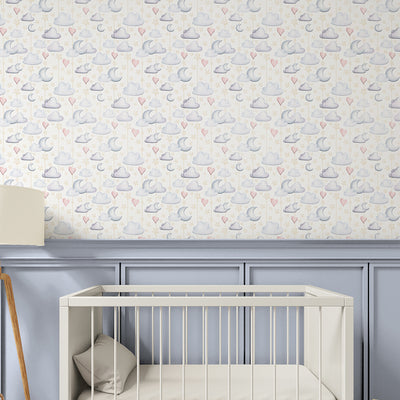 Clouds Moon & Hearts Wallpaper S125