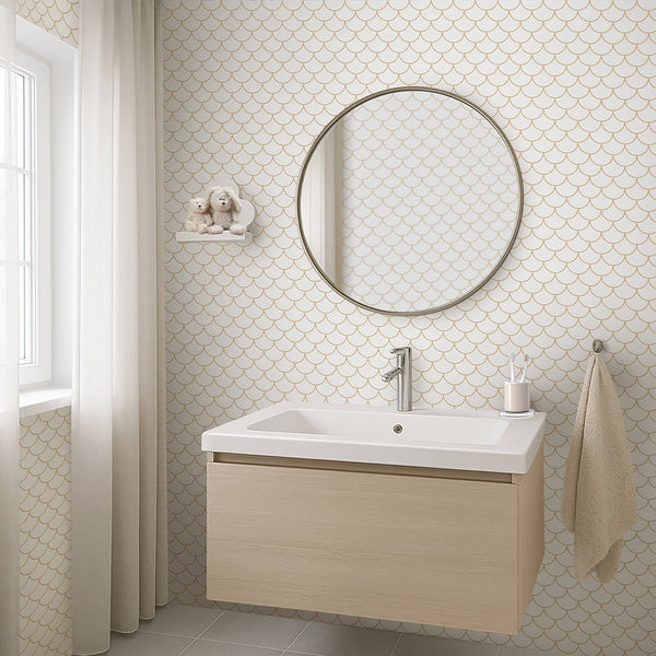 Sand Colored Fish Scales Wallpaper S097 - CostaCover - Peel and stick Removable Wallpaper - Abstract - abstract lines - abstract mural