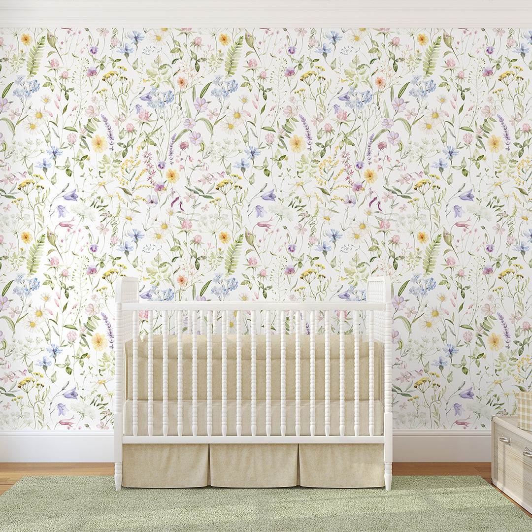 Pastel Delicate Wildflowers Wallpaper S073