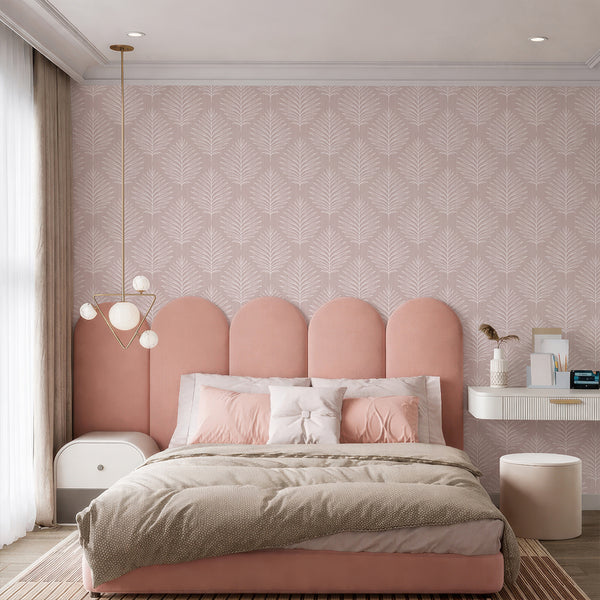 Dusty Pink Palm Leaves Wallpaper  L055