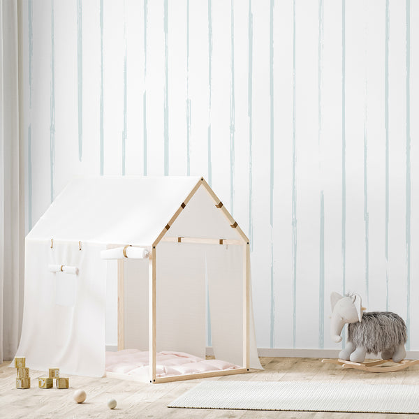 Pale Blue Green Vertical Stripe Wall Mural AM196