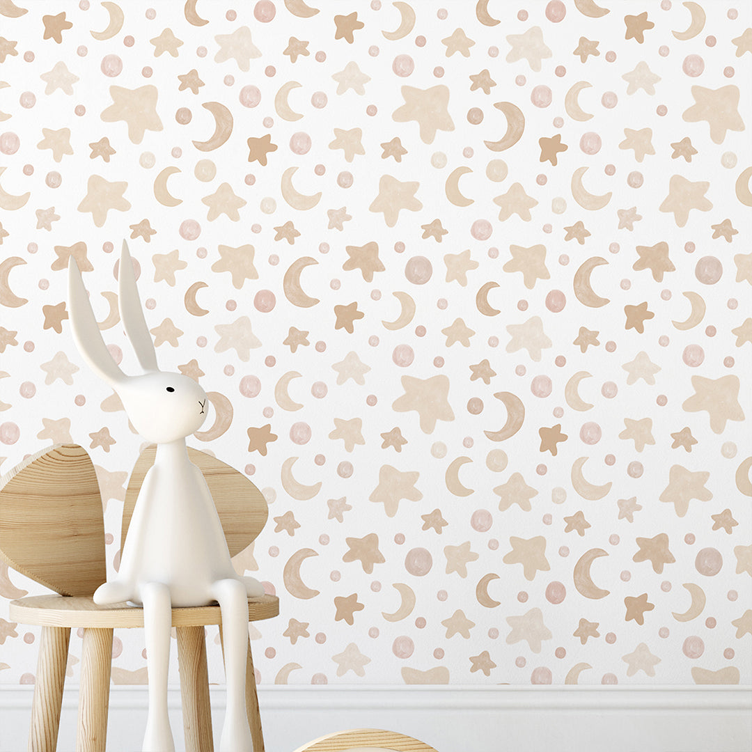 Tiny Beige Stars Wallpaper S126