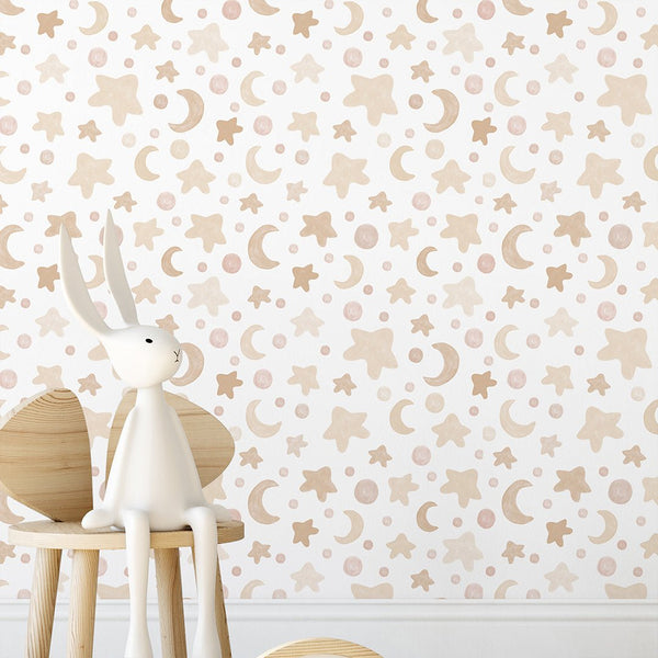 Tiny Beige Stars Wallpaper S126 - CostaCover-Peel and stick Removable Wallpaper-Abstract-abstract wall art-abstract wallpaper