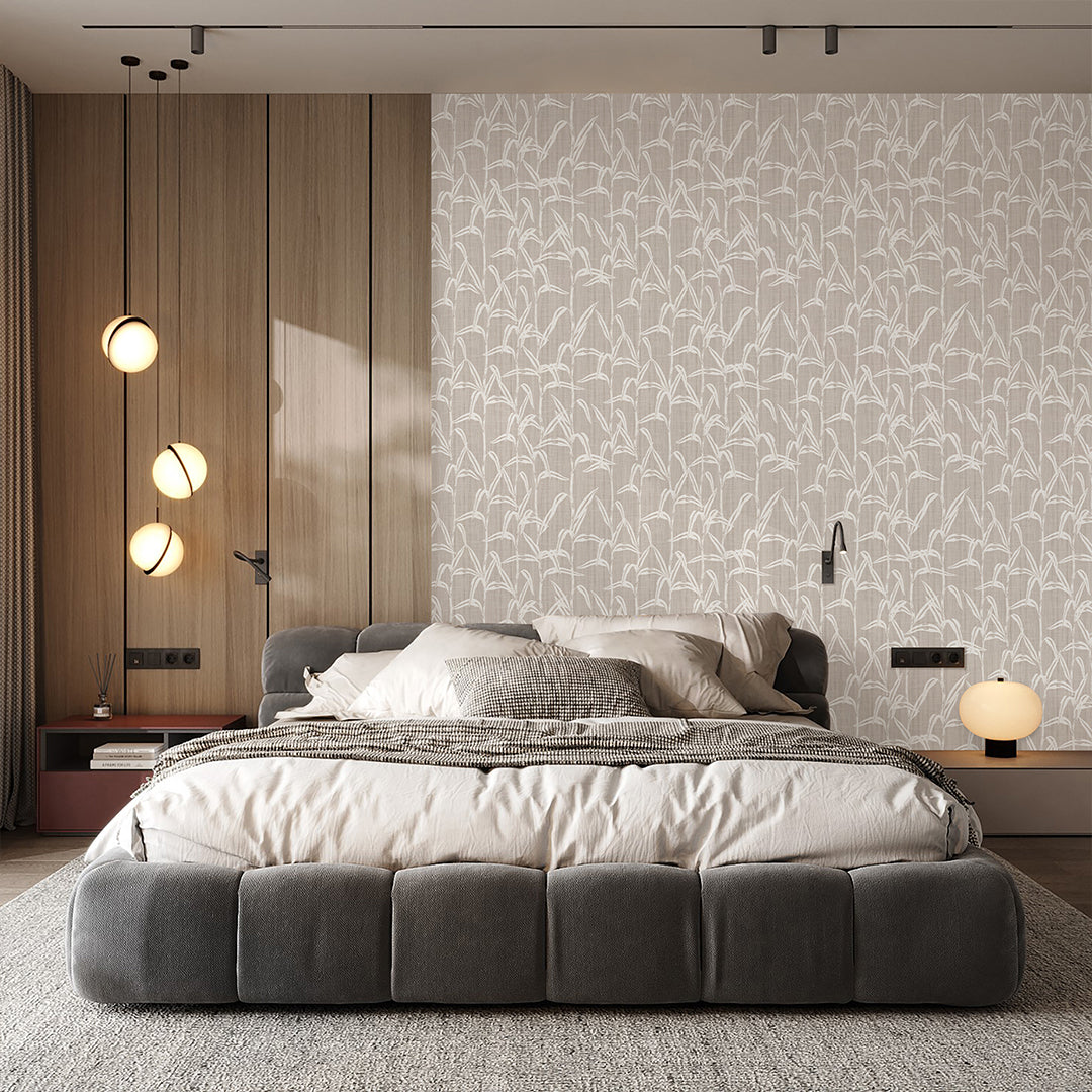 Neutral Beige Bamboo Wallpaper CC357