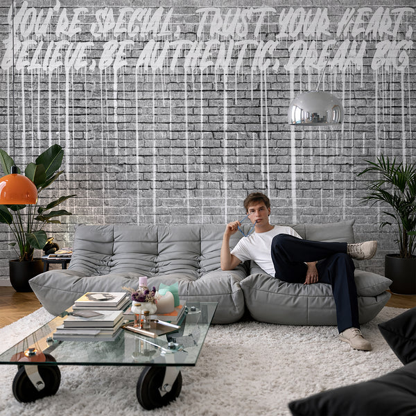 Gray Brick Graffiti Wall Mural AM123