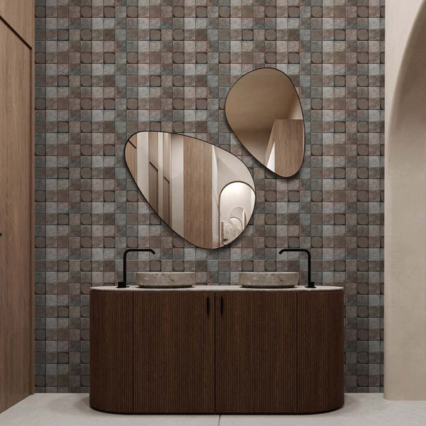 Brown Gray Square Stones Wallpaper A018 - CostaCover - Peel and stick Removable Wallpaper - about walls - abstract wallpaper - accent wallpaper
