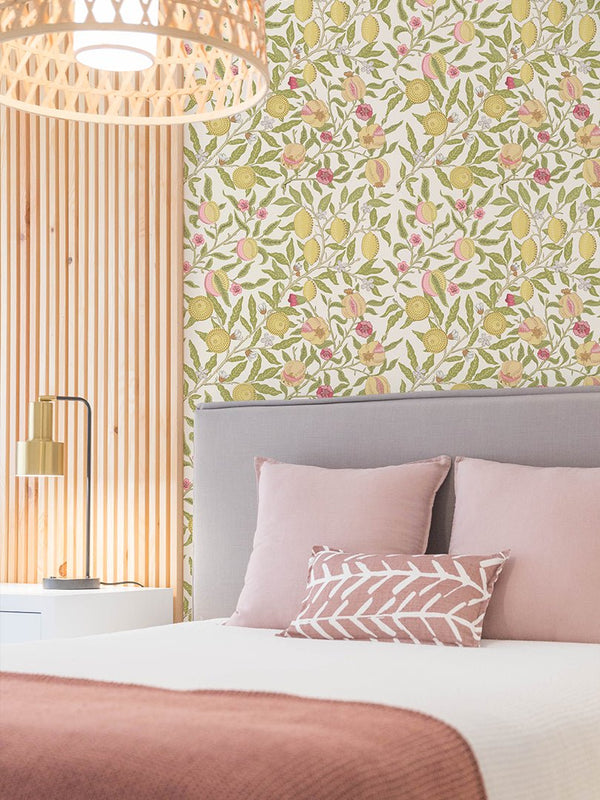 Light Fruit or Pomegranate by Morris Wallpaper W140 - CostaCover - Peel and stick Removable Wallpaper - accent wallpaper - adhesive wallpaper - bathroom wallpaper