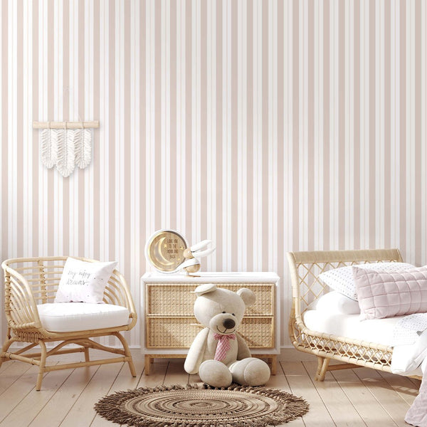 Pastel Peach Stripe Wallpaper S011 - CostaCover - Peel and stick Removable Wallpaper - abstract wallpaper - accent wallpaper - adhesive wallpaper