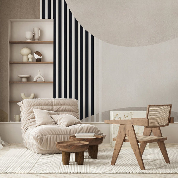 Beige Black Shapes Wall Mural AM047 - CostaCover - Peel and stick Removable Wallpaper - about walls - Abstract - abstract arches