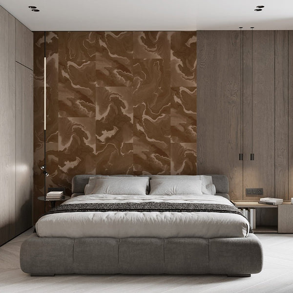 Brown Marble Squares Wall Mural AM035 - CostaCover - Peel and stick Removable Wallpaper - about walls - Abstract - Abstract Labyrinth Lines