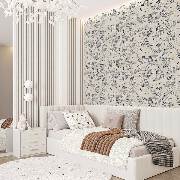 Beige Music Notes Wallpaper S133