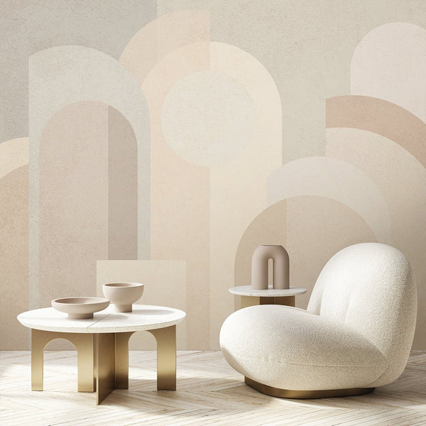 Beige Geometric Shapes Wall Mural AM003 - CostaCover - Peel and stick Removable Wallpaper - about walls - Abstract - abstract arches